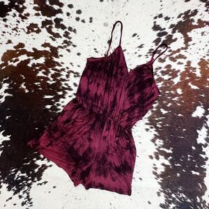 Ginger G Red Black Tie Dye Romper Sz Medium